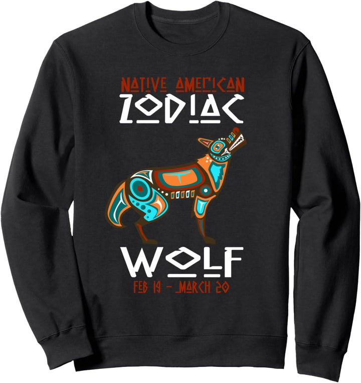Indianerzeichen Wolf Astrologisches Zeichen Indian Zodiac Sweatshirt