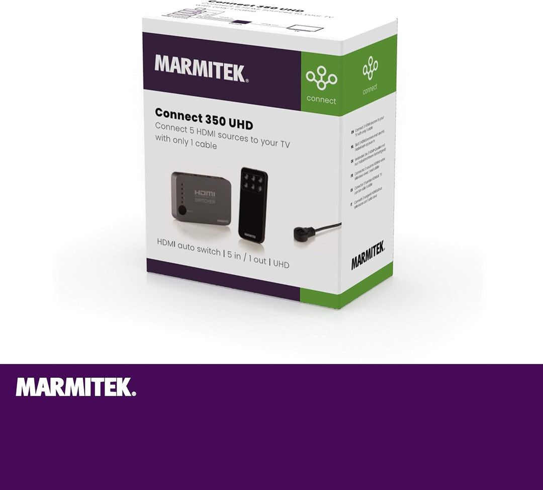 HDMI Switch 4K - Marmitek Connect 350 UHD - 5 ein / 1 aus - Ultra HD 60Hz - Automatische Umschaltung