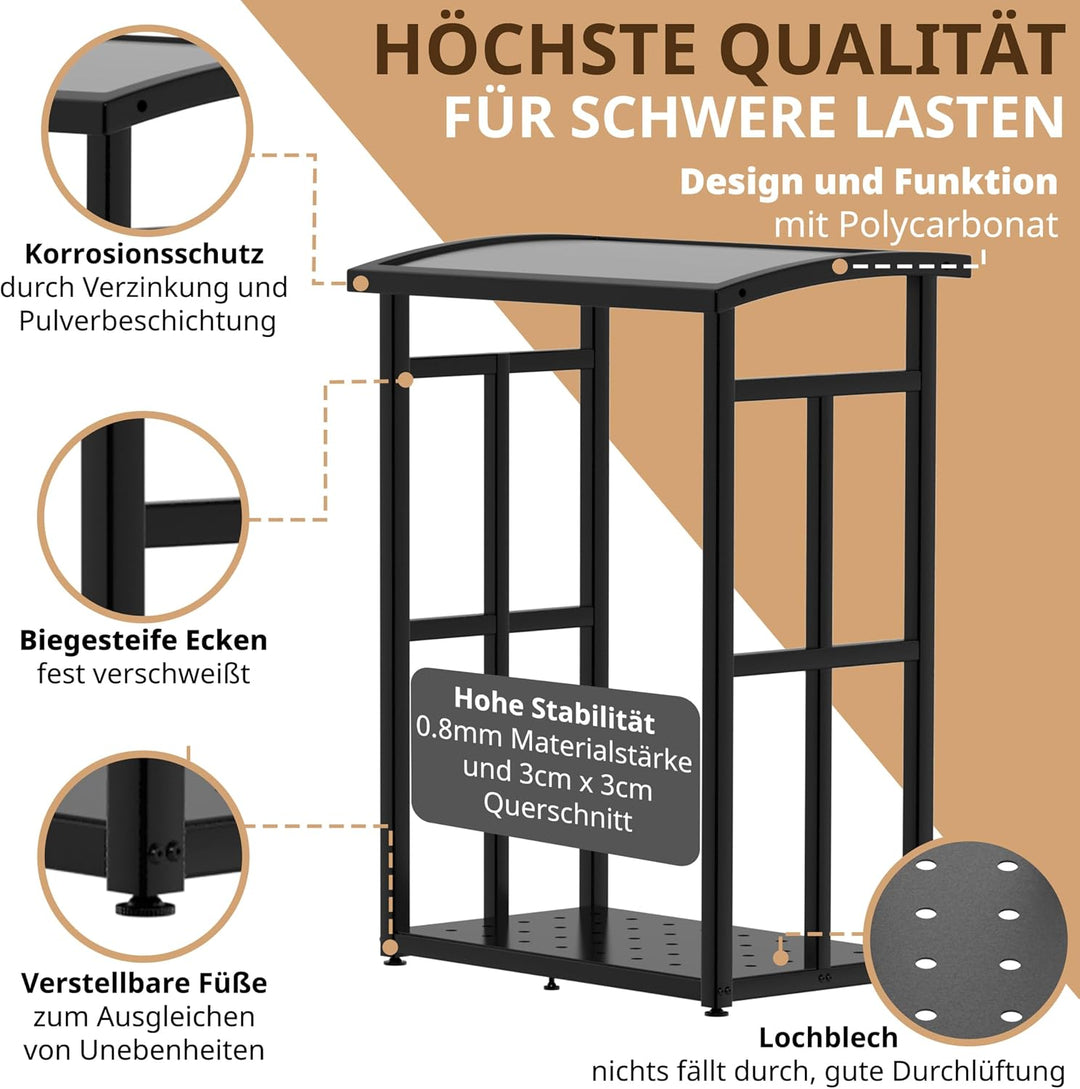 Kaminholzregal Metall klein 91×56×117cm