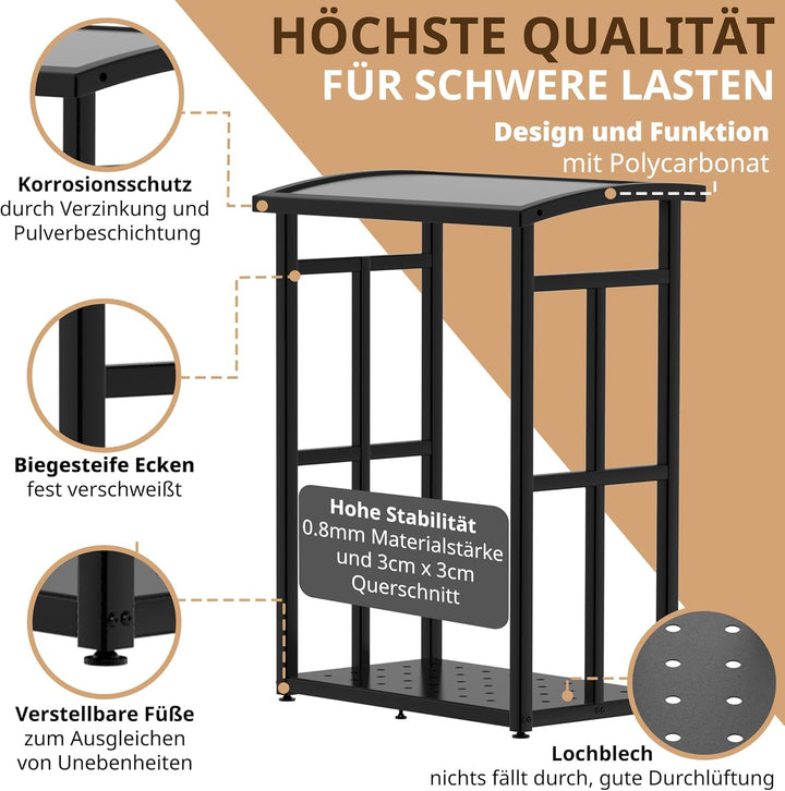 Kaminholzregal Metall klein 91×56×117cm