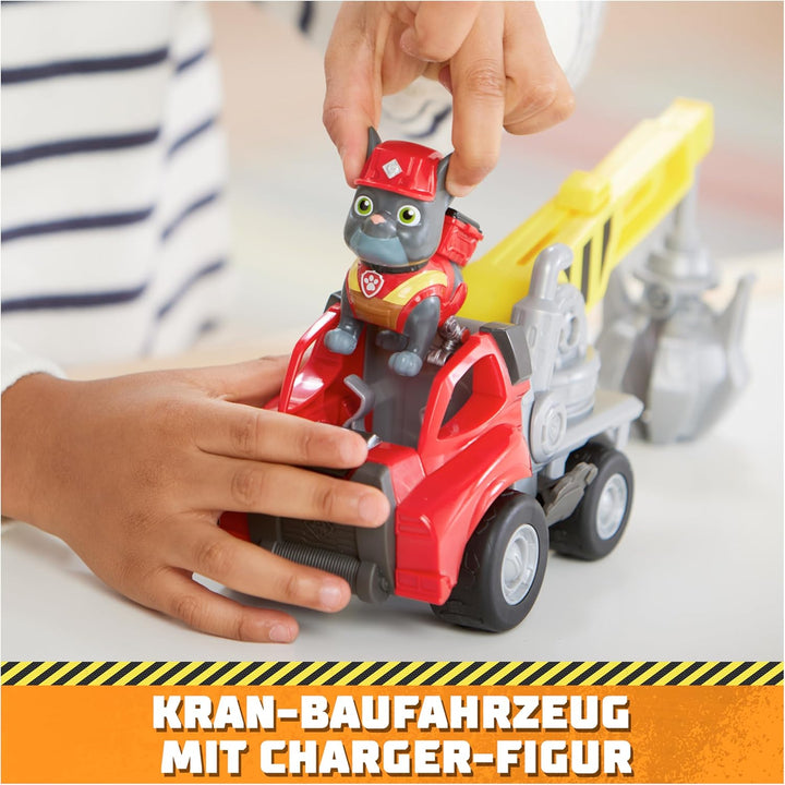 Rubble & Crew - Kran-Baufahrzeug mit Charger-Figur (Basis Fahrzeug), Spielzeug für Kinder ab 3 Jahre
