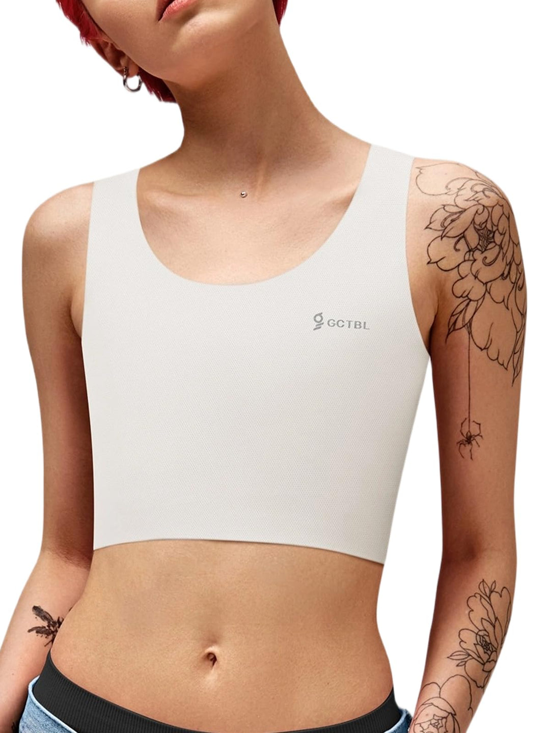Trans Binder Transgender FTM Brust Binder für Damen Atmungsaktive Halb Kompression BH Weiss 3XL, Wei