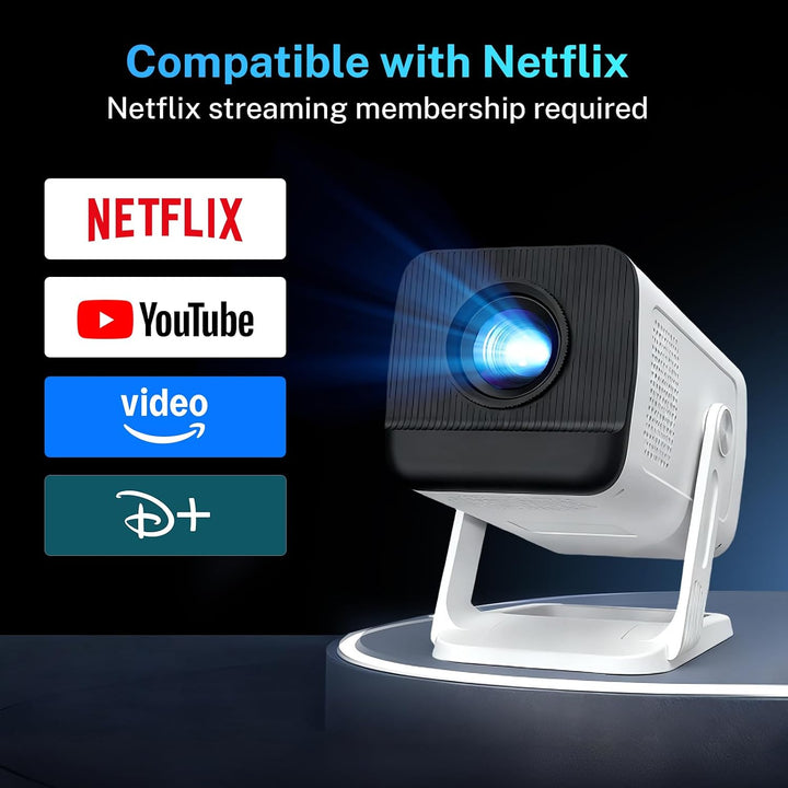 [Kompatibel mit Netflix] Mini Beamer 4K-Unterstützung Auto Trapezkorrektur Netflix X1Pro Weiss, Netf