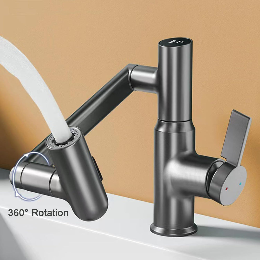Wasserhahn, LED Temperaturanzeige, Drehbarer Multifunktionshahn, Spültischarmatur(3/8 Schnittstelle)