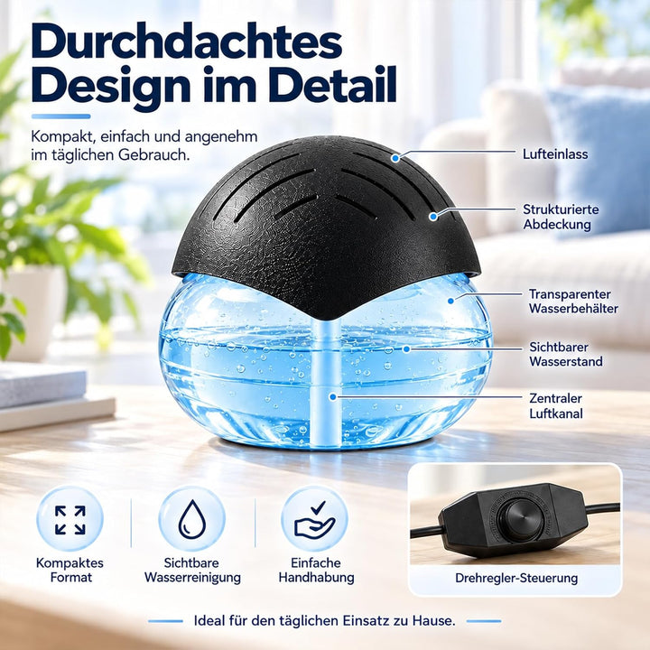 Niklok Luftreiniger mit Wasser, 2 in 1 Lufterfrischer &amp; Luftbefeuchter LED