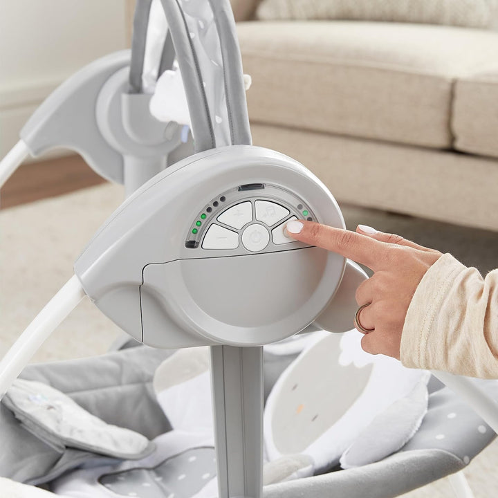 Ingenuity, tragbare Babyschaukel, Cuddle lamp - mit Melodien, Zeit- und Schaukeleinstellung & Ansman
