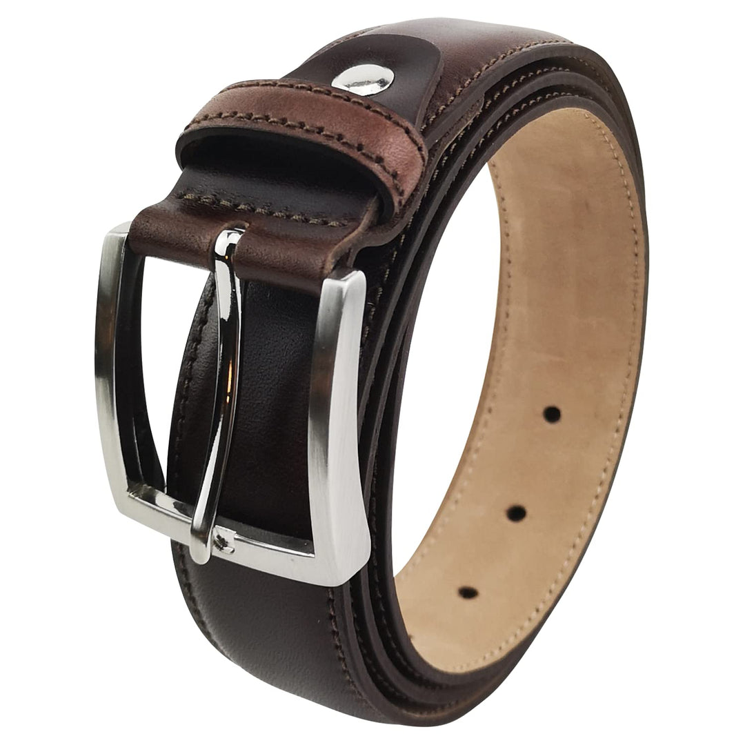Hebold Sattlerei Hochwertiger Anzugsgürtel Rindleder 3,5 cm mit Kalbsvelour gefüttert: Grösse:105 cm