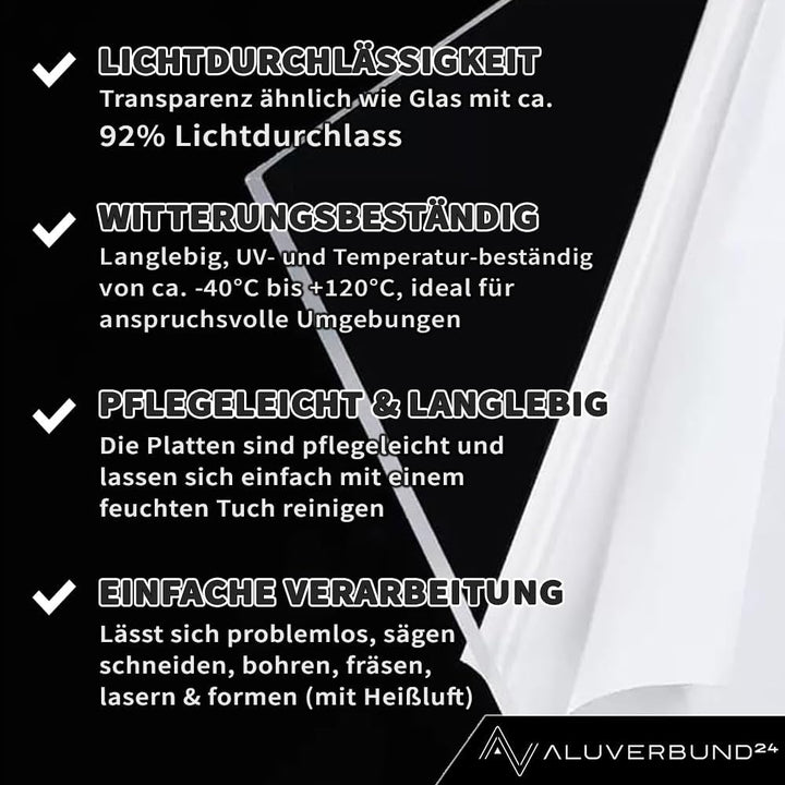 Acrylglas Platte 100x220cm 2mm dick PMMA Glas-Klar Robust - Zuschnitt nach Mass Acryl-Scheibe Transp