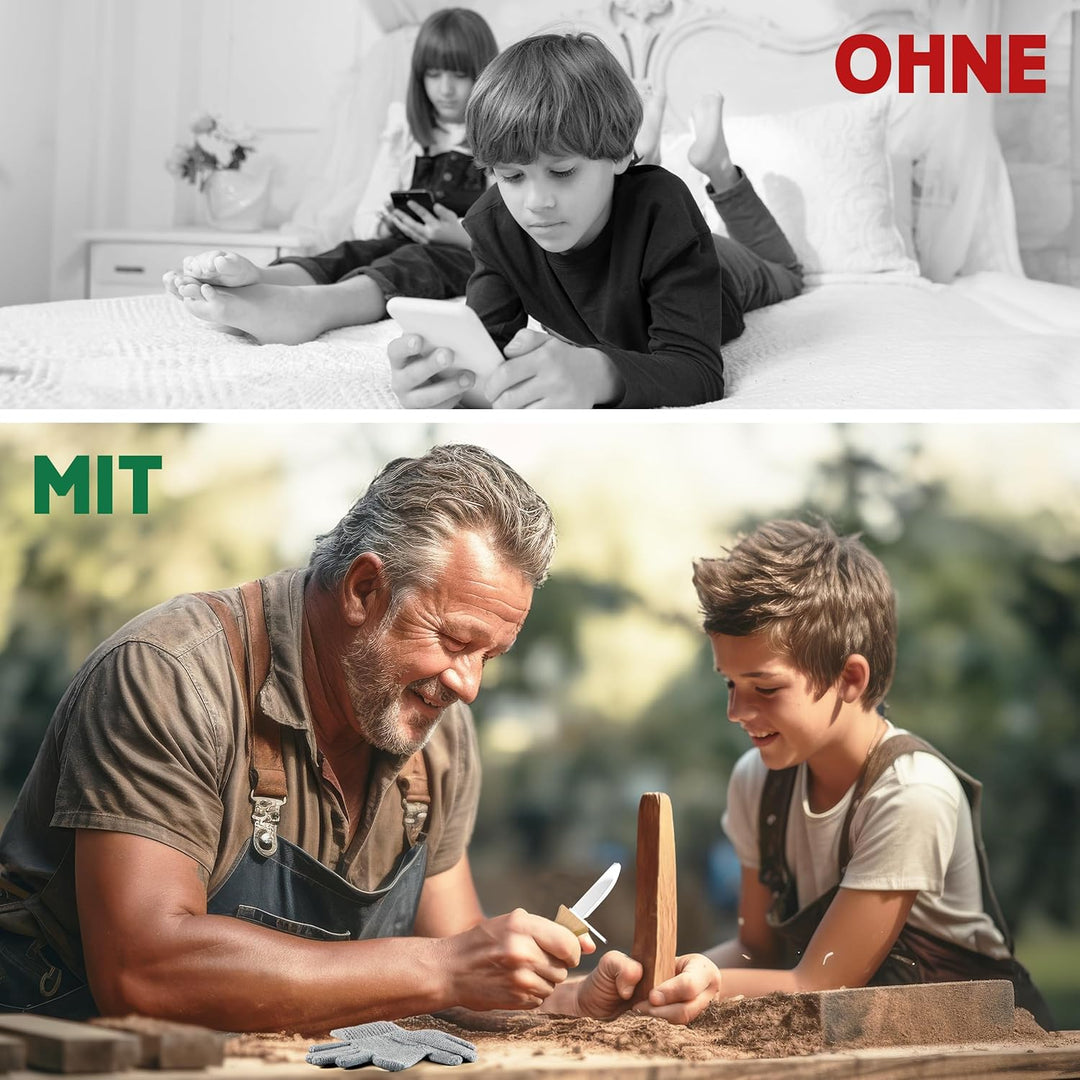 Eli® Schnitzmesser für Kinder mit Schnitzholz und Filztasche ab 6 Jahre Gelb mit Schnitzholz, Gelb m