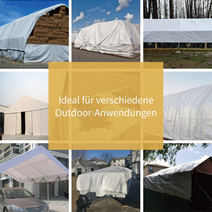 GUARD SHIELD Abdeckplane mit Ösen Wasserdicht 4m x 4m Weiss Plane Gewebeplane 160g/㎡ Schutzplane All