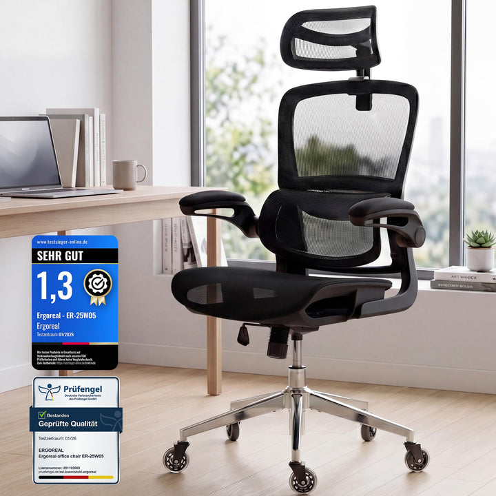 Schreibtischstuhl Ergonomischer Bürostuhl mit 150kg Tragkraft, verstellbaren Armlehnen, dynamischer
