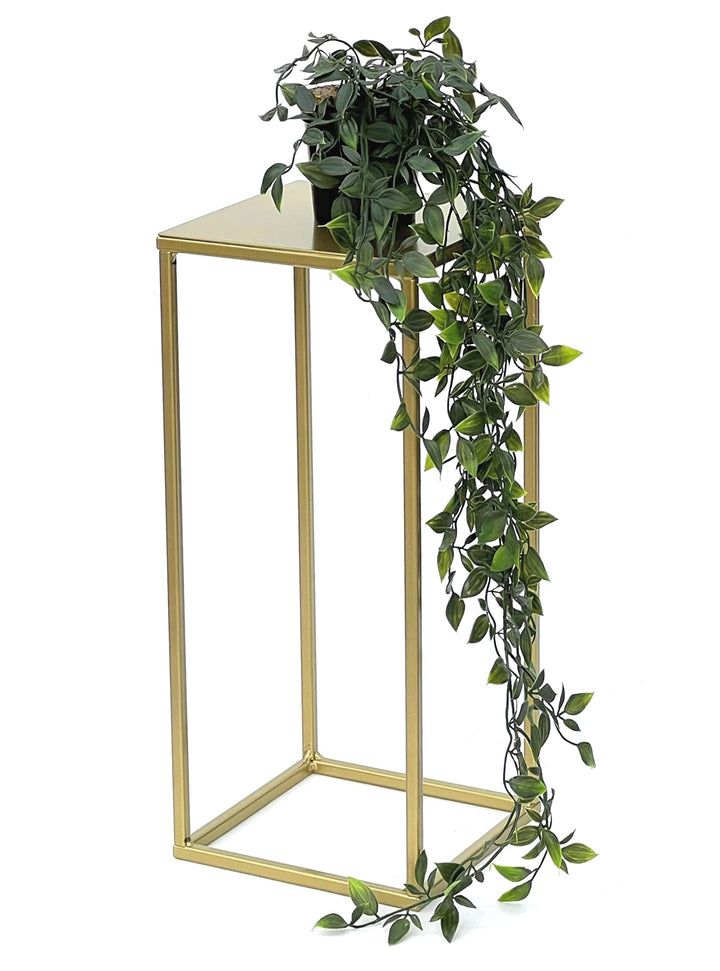 DanDiBo Blumenhocker Metall Gold Eckig 82-42 cm Blumenständer Beistelltisch 96406 Blumensäule Modern