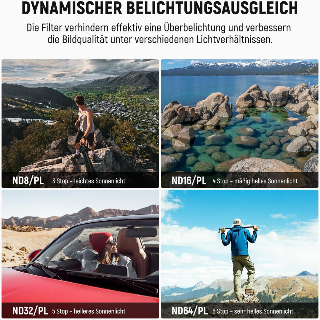 NEEWER Polarized ND Filter Set Kompatibel mit Insta360 GO Ultra (ND8/CPL ND16/CPL ND32/CPL ND64/CPL)