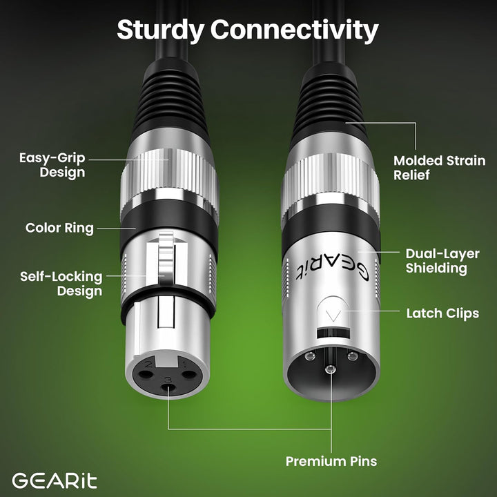 GearIT DMX auf DMX Bühnenbeleuchtungskabel (15 m, 2er-Pack) DMX Stecker auf Buchse (XLR-kompatibel),