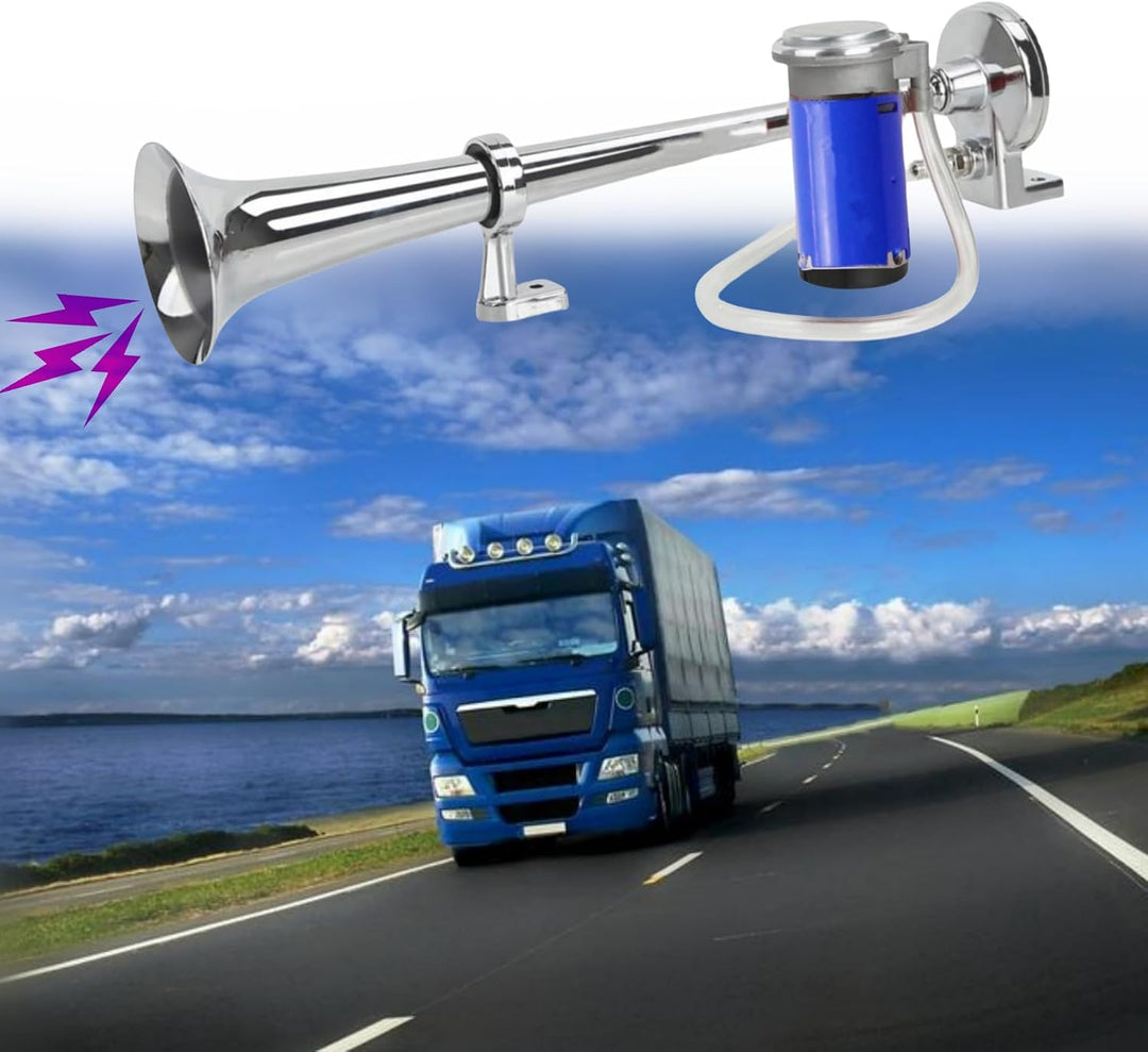 Autohupe Lufthorn Chrom Zink LKW Horn Schiff Horn Single Trompete 24V Car Air Horn Silber Ein Lautsp