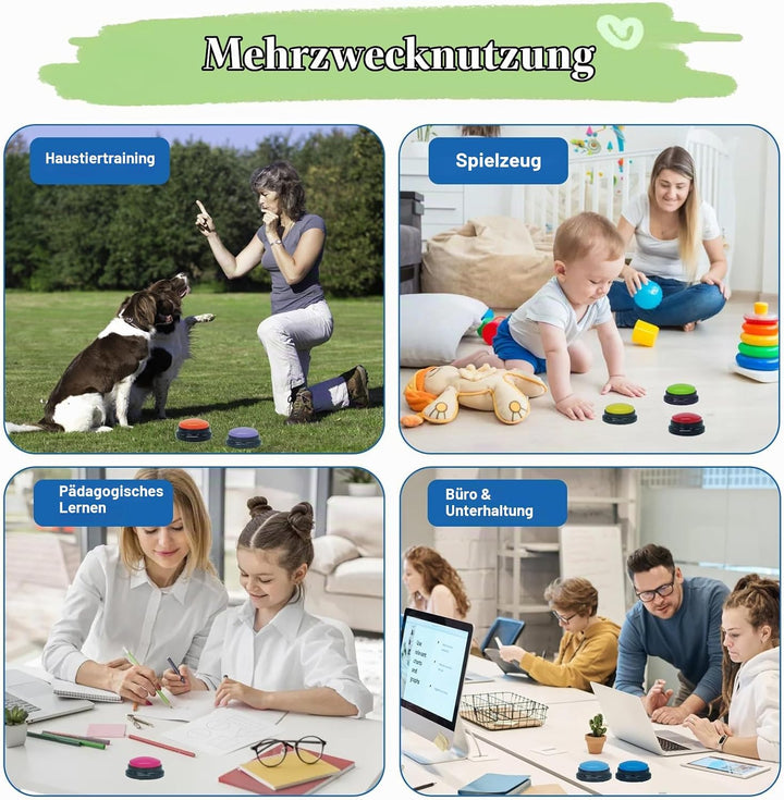 Set von 8 Hunde-Tasten für die Kommunikation, Sprachaufzeichnbare Tasten für den Klassenzimmer, Hund