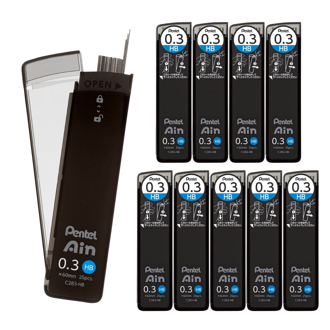 Pentel Ain Lead Refill • 0,3 mm • HB • Box of 10,(C283-HB(10))