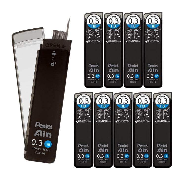 Pentel Ain Lead Refill • 0,3 mm • HB • Box of 10,(C283-HB(10))