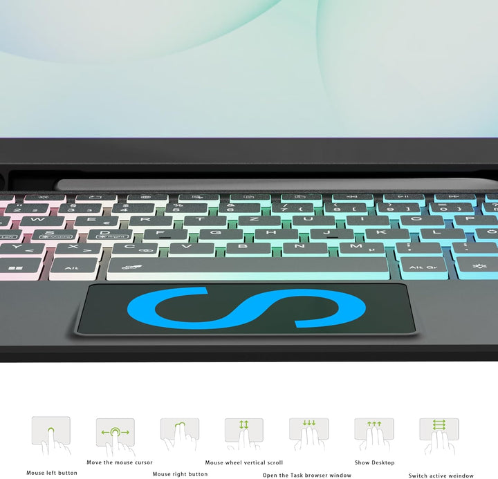 ROOFEI Galaxy Tab A9+/A9 Plus Hülle mit Tastatur: 11 Zoll Galaxy Tab A9+ Abnehmbar Tastatur mit Touc