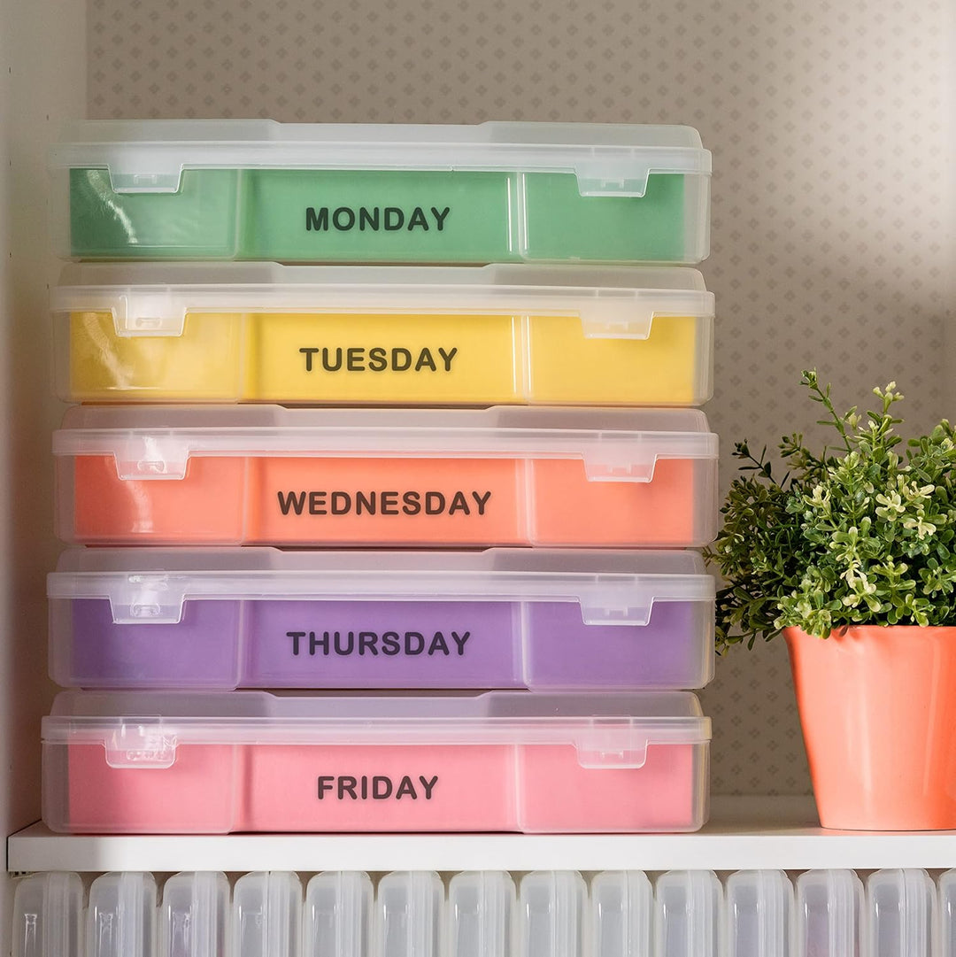 Iris Ohyama, Tragbare Aufbewahrungsbox mit Deckel flach, Schreibtisch Organizer, Transparent, 10L, 6