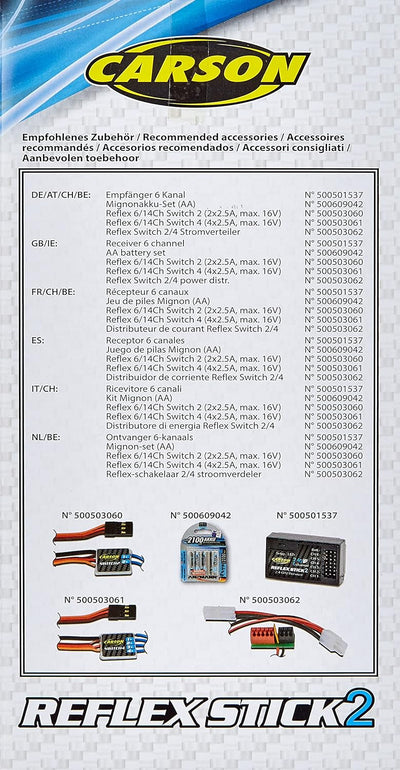 Carson 500501006 FS Reflex Stick II 2.4 GHz – 6-Kanal-Fernsteueranlage, Fernbedienung mit Empfänger