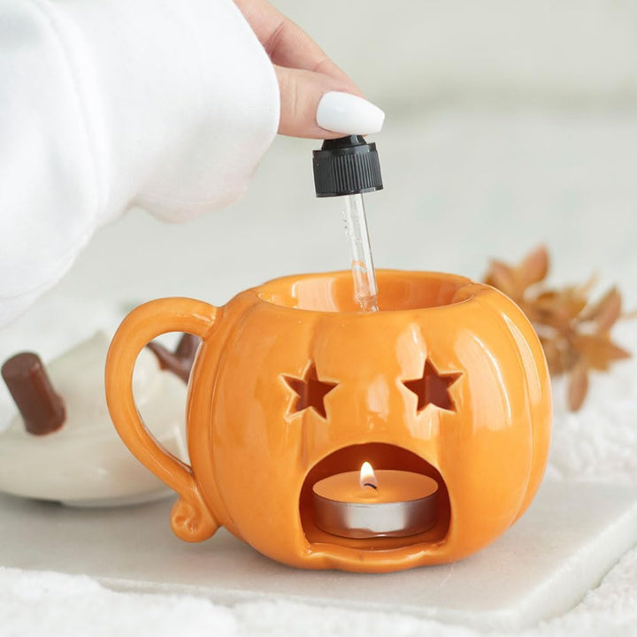 Duftlampe und Wachswärmer mit Deckel, Kürbiscreme | Raumduft Dekor