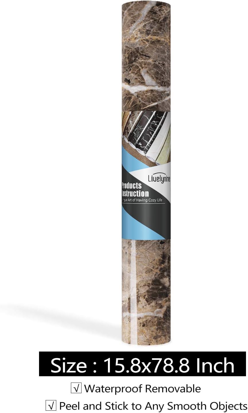 Livelynine 5M X 60 CM Breit Möbelfolie Marmor Klebefolie Küche Arbeitsplatte Folie Für Tisch Möbel S