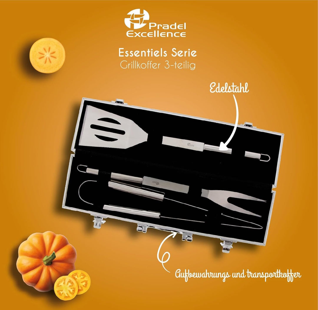 Pradel Excellence WB109 Metallkoffer mit Grillbesteck: 1 Palette / 1 Gabel + 1 Zange