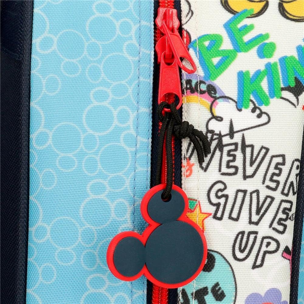 Disney Mickey Be Cool Schulrucksack mit blauem Trolley 30x38x12 cm Polyester 13.68L Rucksack 38 + Tr