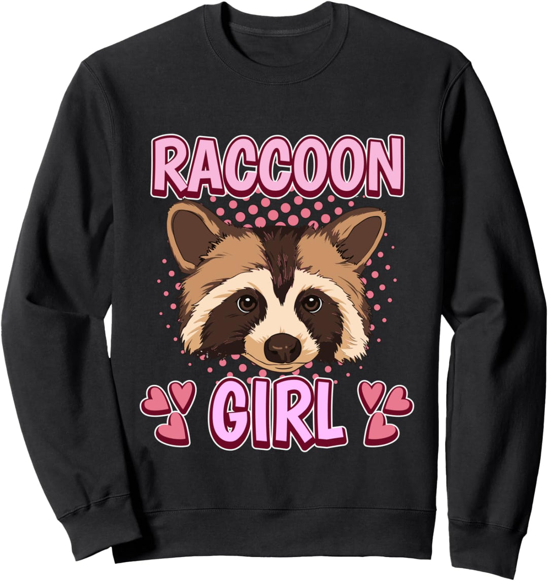 Damen Raccoon Girl Mädchen Waschbär Sweatshirt