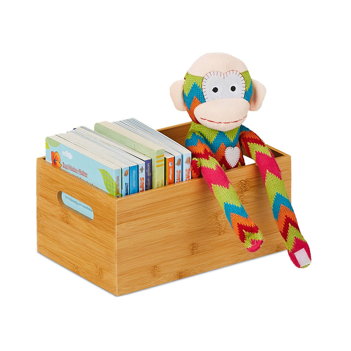 Relaxdays Aufbewahrungskiste Bambus, stabil, offen, Ordnungsbox ohne Deckel, HBT: 14 x 30 x 20 cm, B
