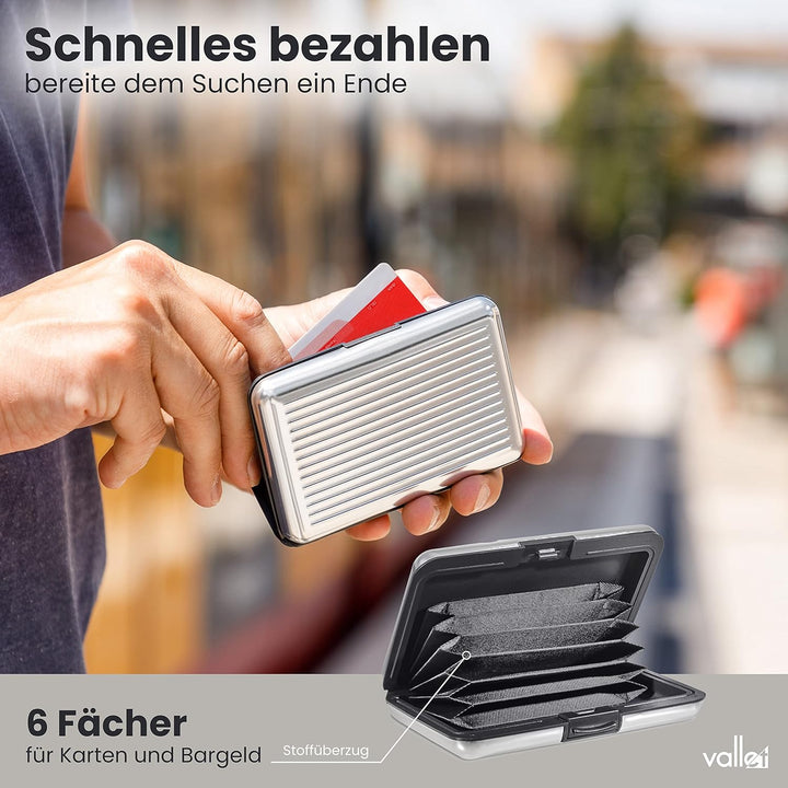 VALLET® Kreditkartenetui aus Aluminium | Ideal als Kartenetui & Visitenkarten Etuis | NFC & RFID Sch
