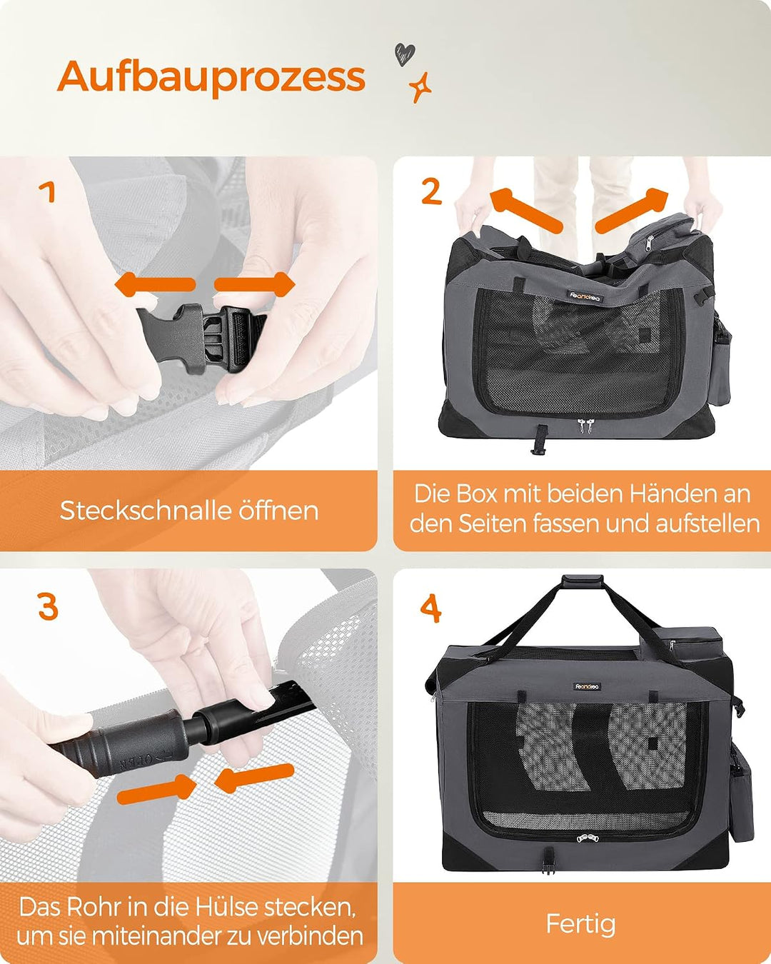 Feandrea Hundebox faltbar, Transportbox Hund, XL, Hundetasche, Oxford-Gewebe, Netzstoff, atmungsakti