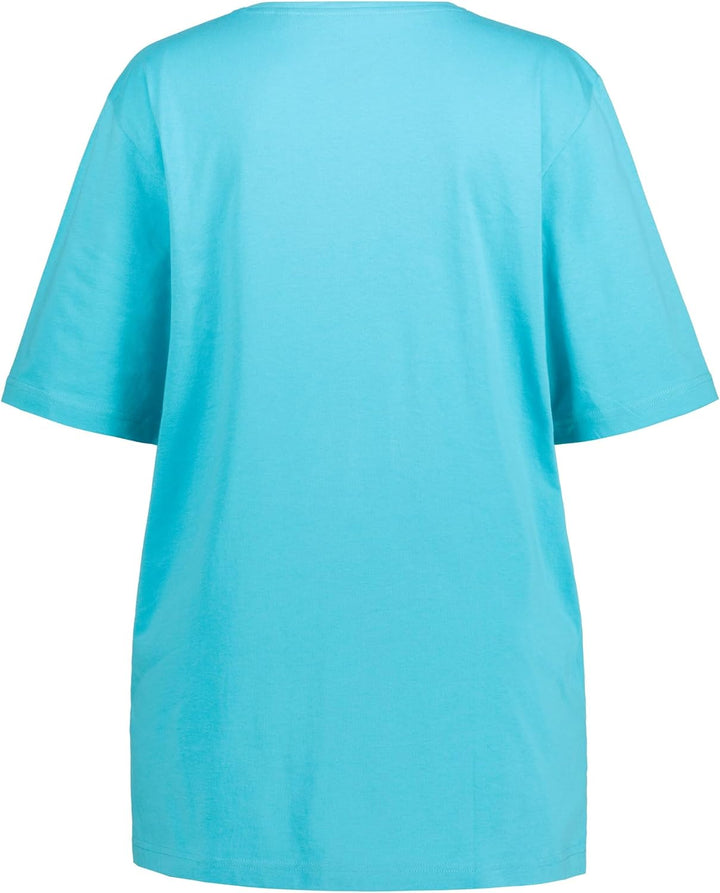 Ulla Popken Damen T-Shirt_807284 T-Shirt 42-44 Tiefes Aqua, 42-44 Tiefes Aqua