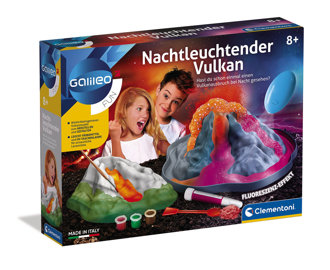 Clementoni Galileo Fun – Nachtleuchtender Vulkan, atemberaubender Vulkanausbruch zum Nachbauen, eind