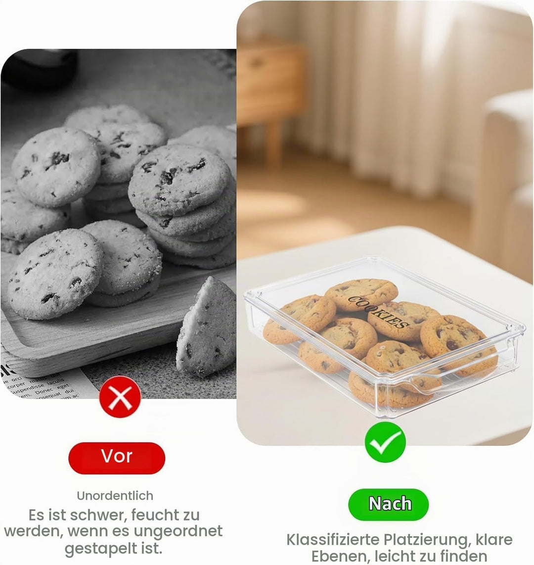 Keksdosen - 2 ser Grossformatige Dichtungen gebäckdose - Stapelbare Vorratsbehälter für Snacks，Zum A