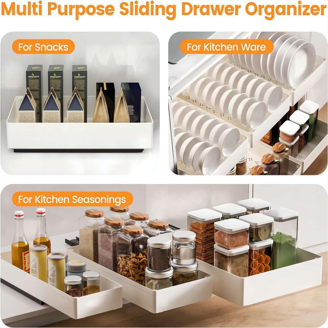 3 Grössen Ausziehbare Schublade Küche Teleskopschublade, Schubladen Organizer Küche Schrank Organize