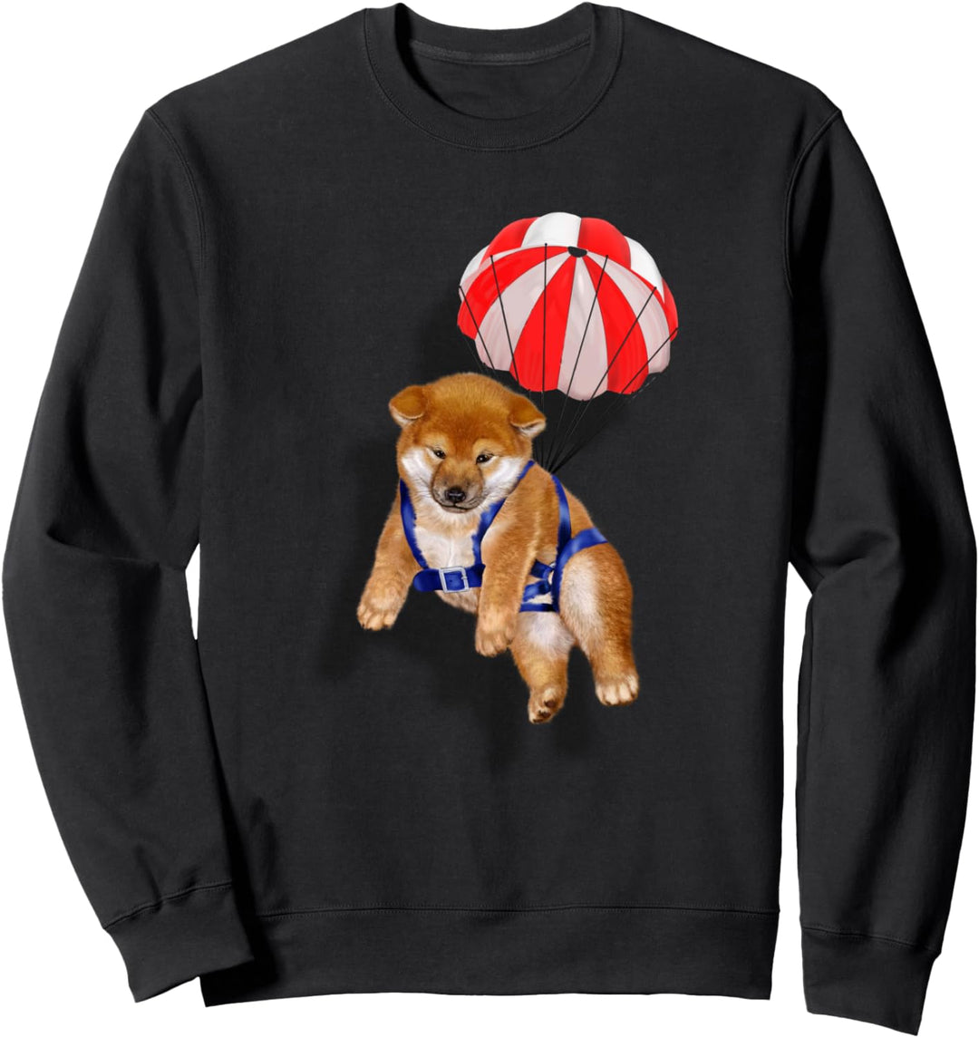 Netter Shiba Hund im Fallschirm Sweatshirt