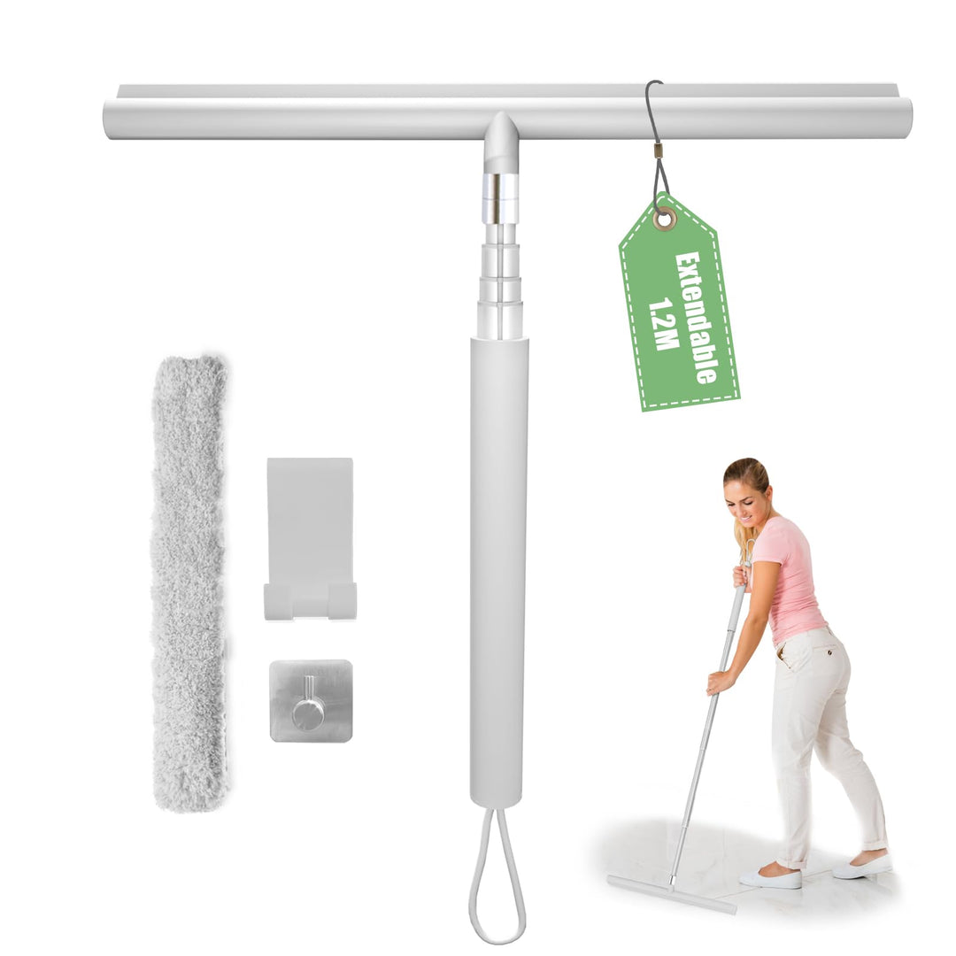 Duschabzieher Einstellbar 30-120cm, Duschabzieher Silikon Set mit Halterung, Abzieher Dusche, Badezi