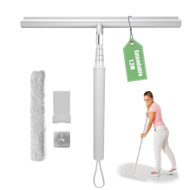 Duschabzieher Einstellbar 30-120cm, Duschabzieher Silikon Set mit Halterung, Abzieher Dusche, Badezi