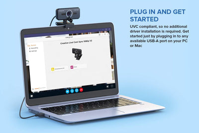 Creative Live! Cam Sync 1080p V2 Full HD-Weitwinkel-USB-Webcam mit automatischer Stummschaltung und