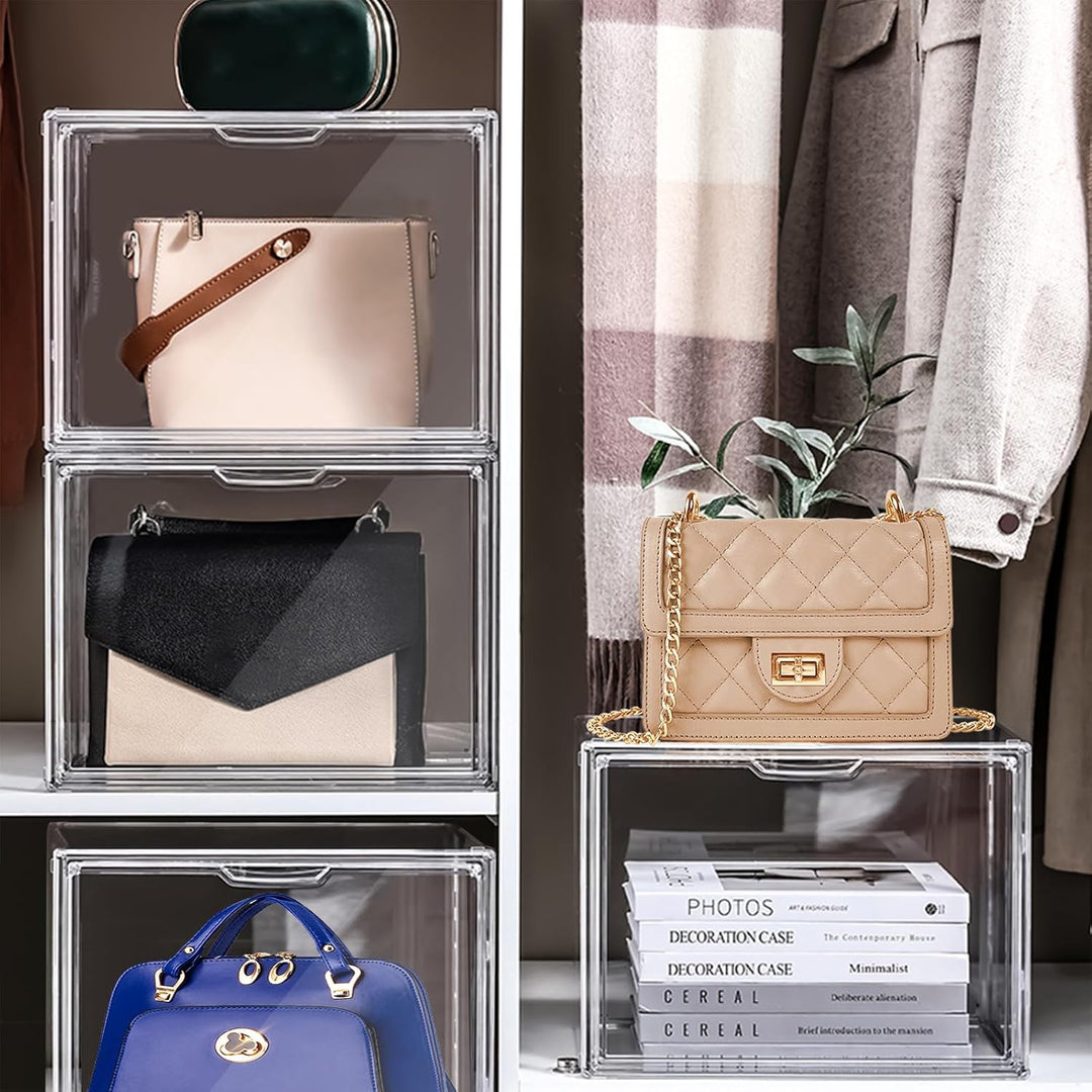 Handtaschen Aufbewahrungs Organisator für den Schrank, Transparentes graues Acryl-Vitrine für Handta