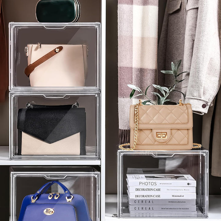 Handtaschen Aufbewahrungs Organisator für den Schrank, Transparentes graues Acryl-Vitrine für Handta