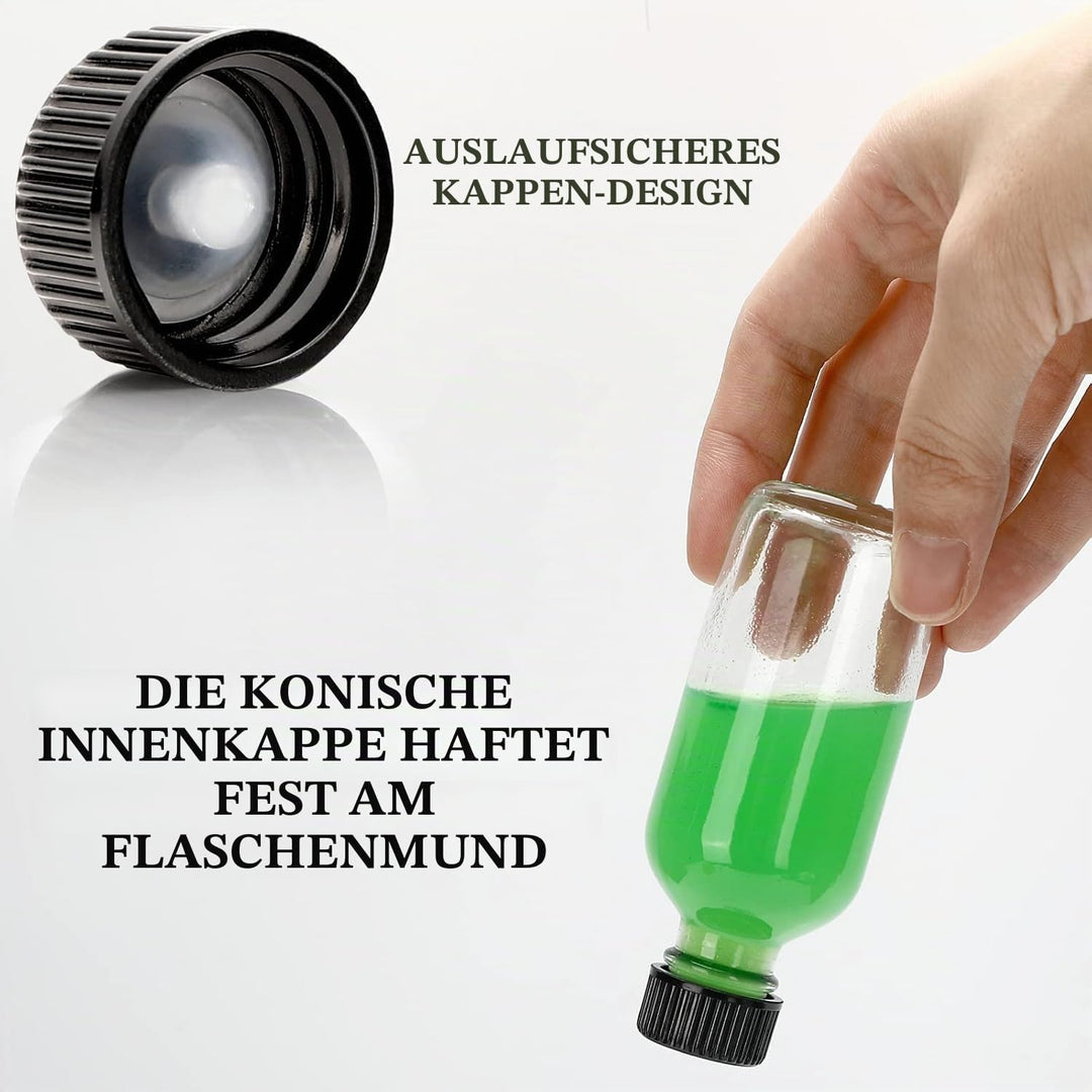 Mini Glasflaschen mit Deckel, Shot Flaschen zum Befüllen 60ml, Kleine Glasflaschen, Kleine Schnapsfl