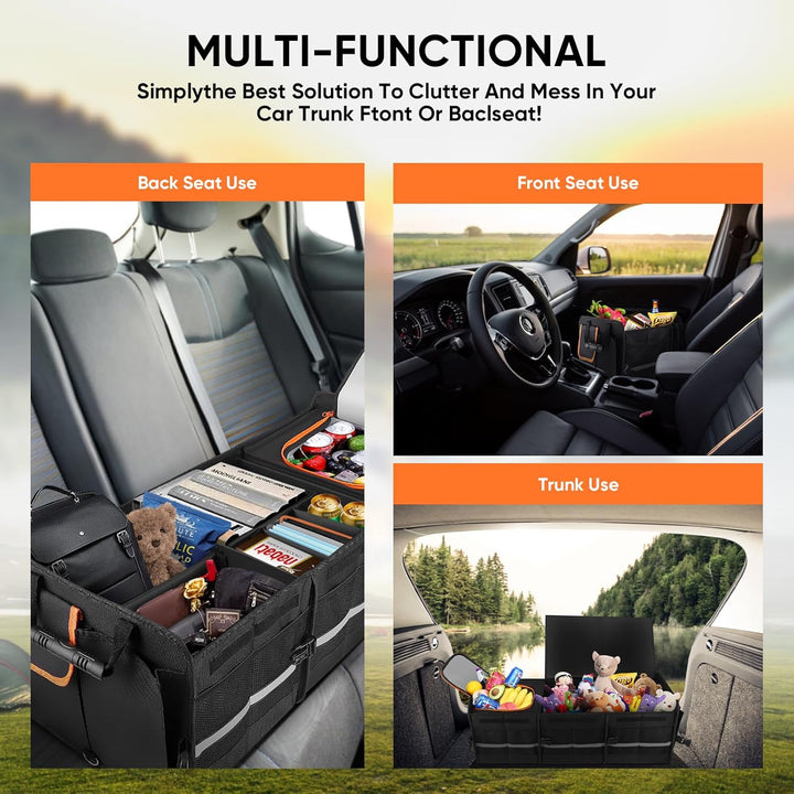 105L Auto Kofferraum Organizer,Kofferraum Organizer mit Kühltasche, Zusammenklappbarer Auto Organize