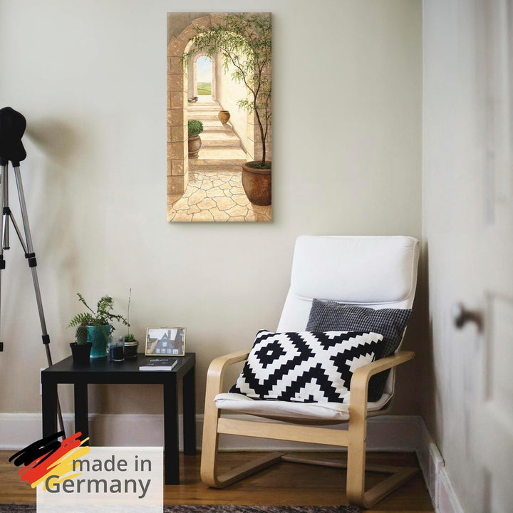 ARTLAND Wanddeko Leinwand Bilder Wandbild Architektur Fenster Türen Malerei Creme A5RS Toskanischer