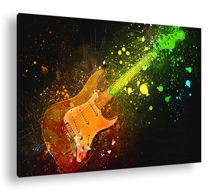 deyoli farbenfrohe Gitarre Format: 60x40 als Leinwandbild, Motiv fertig gerahmt auf Echtholzrahmen,