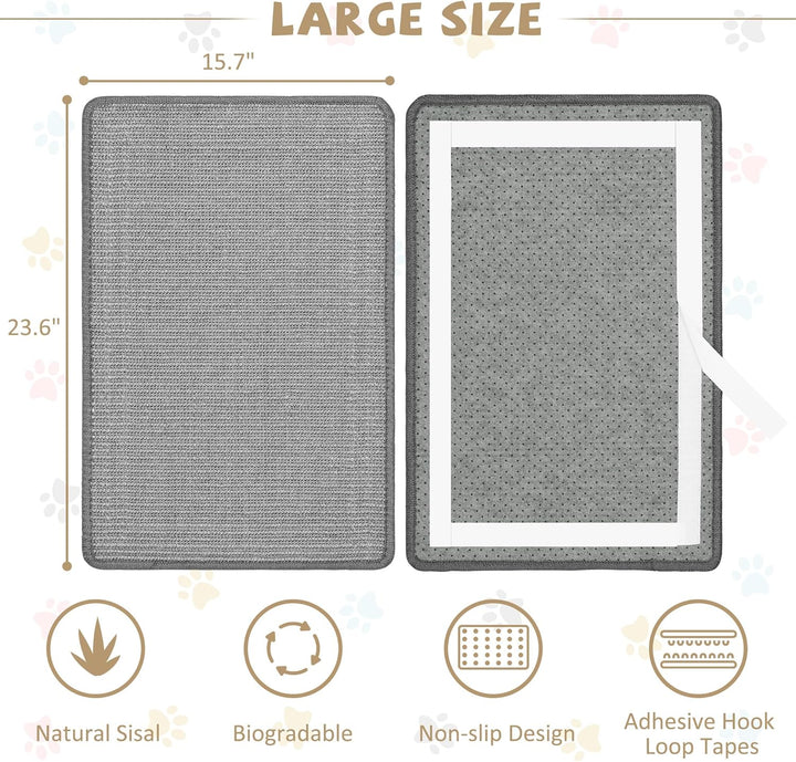 Graciadeco 2 Kratzmatte Katze Wand Sisal Teppich, 60 x 40cm Katzen Kratzbrett Natürlich Katzenkratzb