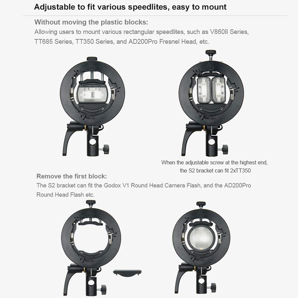 Godox S2 Speedlite S-Type Halterung Bowens Mount Blitzhalter für Godox V1 AD200Pro AD400Pro AD200 AD