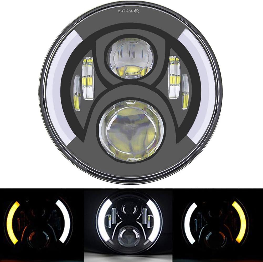 SKUNTUGUANG 7 Zoll Schwarz Daymaker LED Scheinwerfer Halo Engels-Auge Und Bernstein Blinker Für 97-1